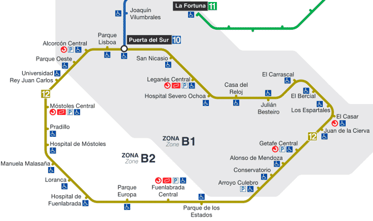 Plano metro linea 12 madrid